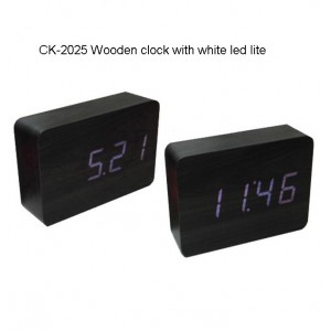 Wooden Clock in White LED